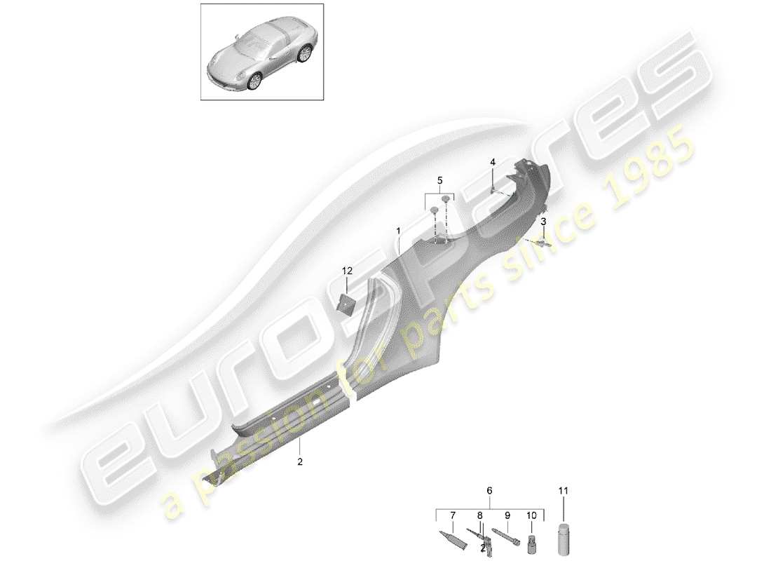 porsche 2019 (991-2) pannello laterale diagramma delle parti