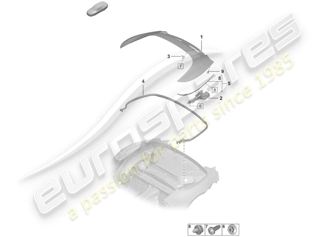 porsche 2019 (992-1) copertura per cassetto portaoggetti superiore diagramma delle parti
