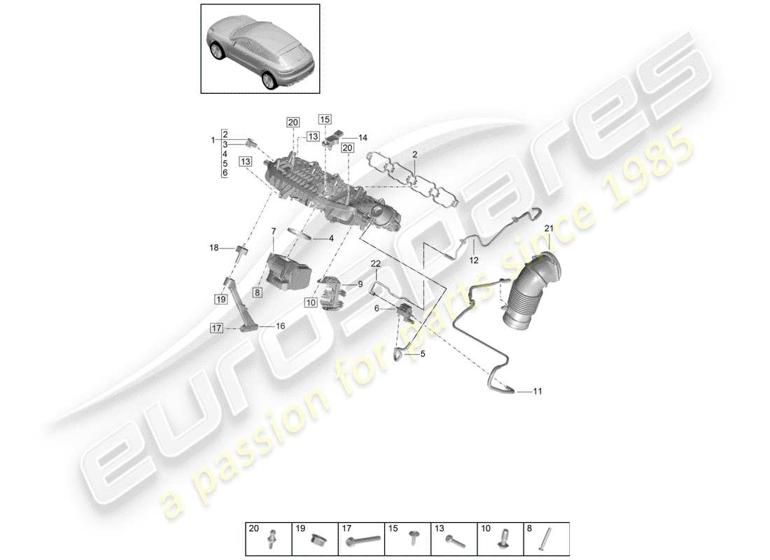 porsche 2019 (macan) distributore dell'aria aspirata diagramma delle parti