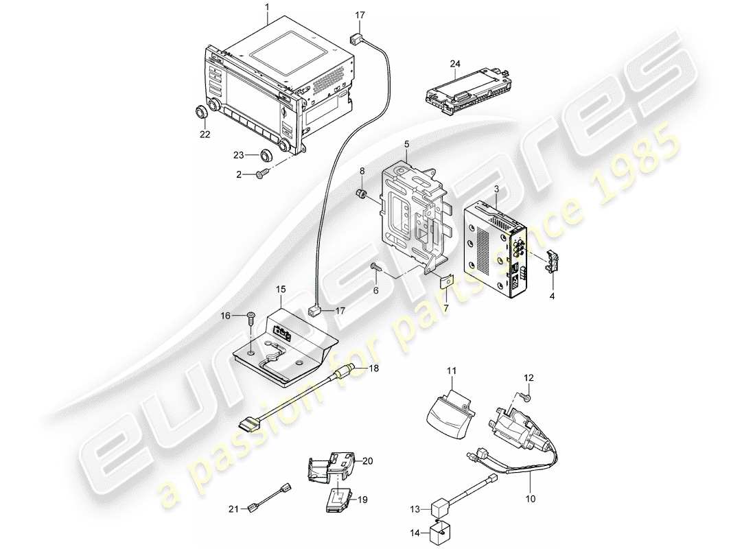 porsche 2009 (cayenne e1 9pa) schema delle parti dell'unità radio