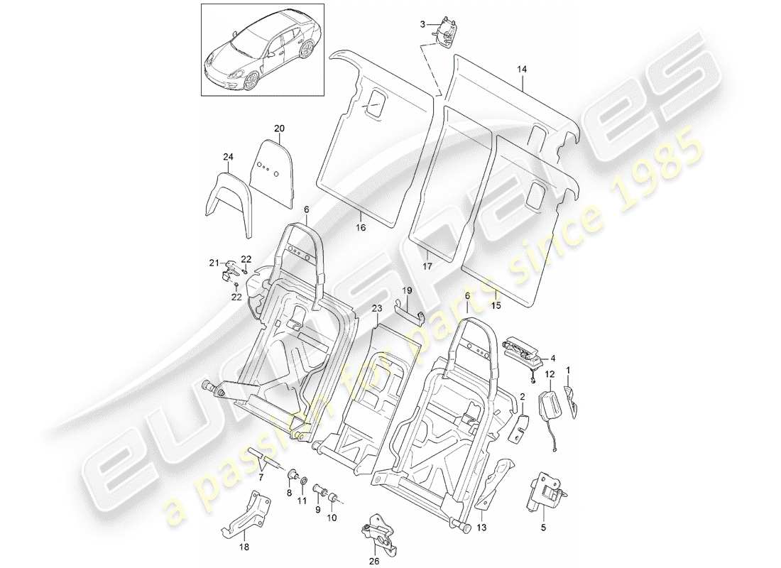porsche 2012 (panamera 970) schienale del sedile posteriore diagramma delle parti