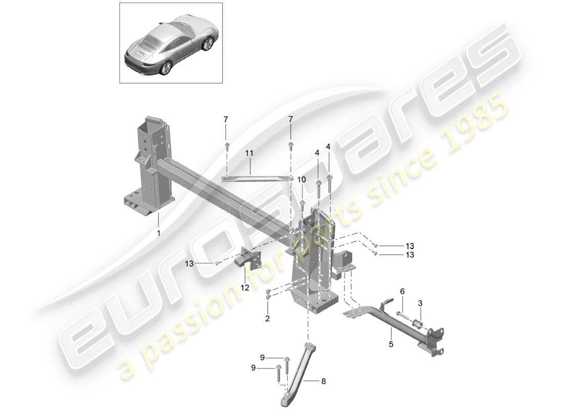 porsche 2014 (991-1) telaio di contenimento diagramma delle parti