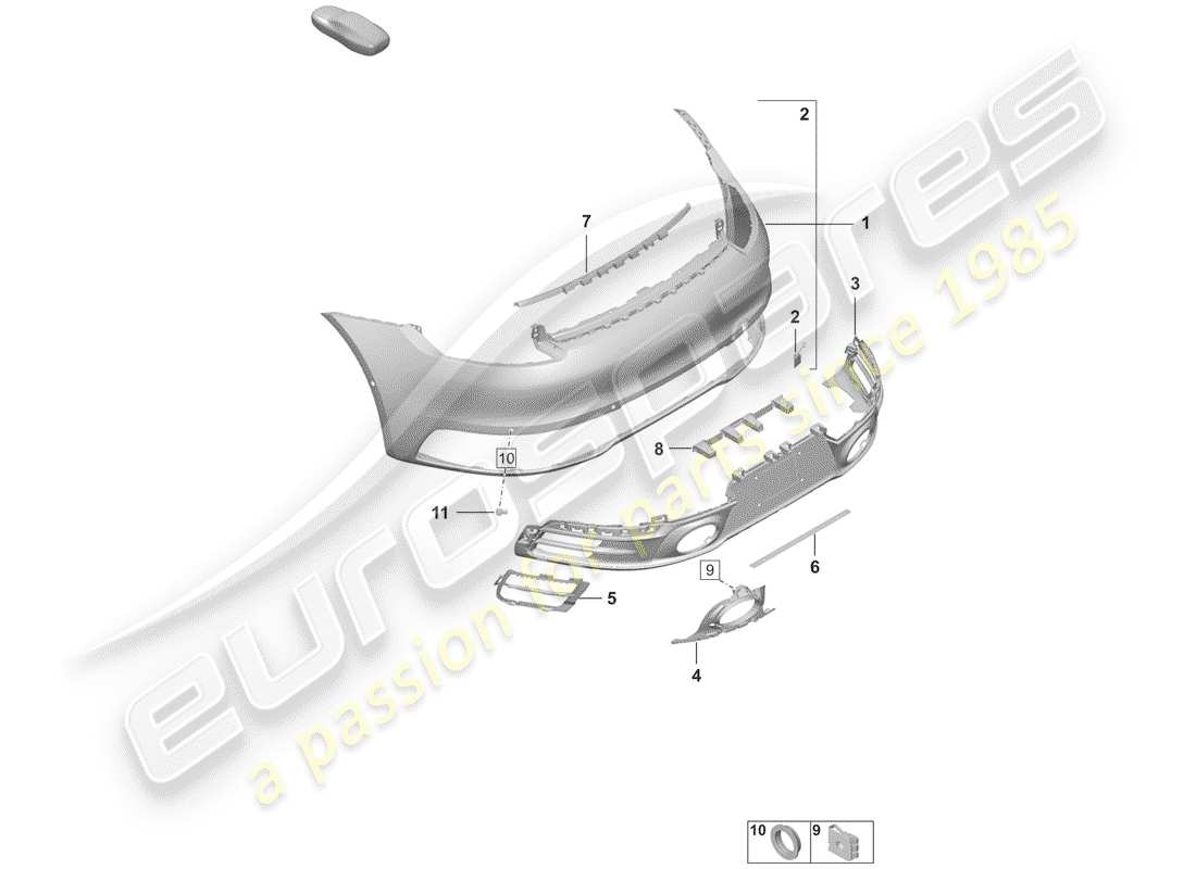 porsche 2020 (992-1) paraurti diagramma delle parti