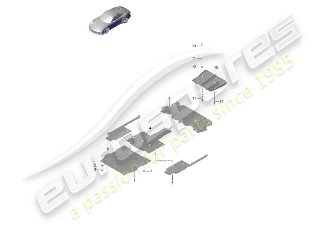 porsche 2020 (991-2 r/gt3/rs) rivestimento sottoscocca speedster diagramma delle parti