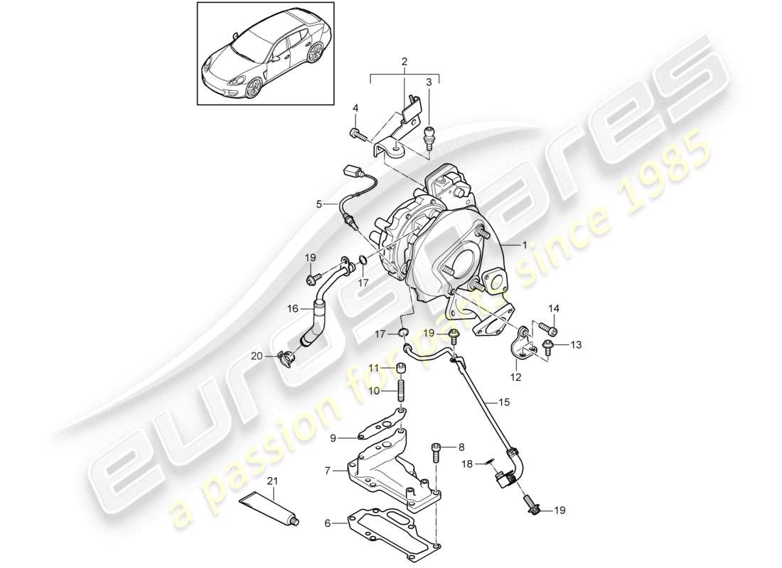 porsche 2010 (cayenne e1 9pa) turbocompressore gas di scarico diagramma delle parti