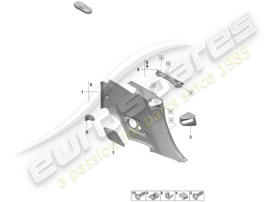 porsche 2019 (992-1) pannello di rivestimento quartiere diagramma delle parti