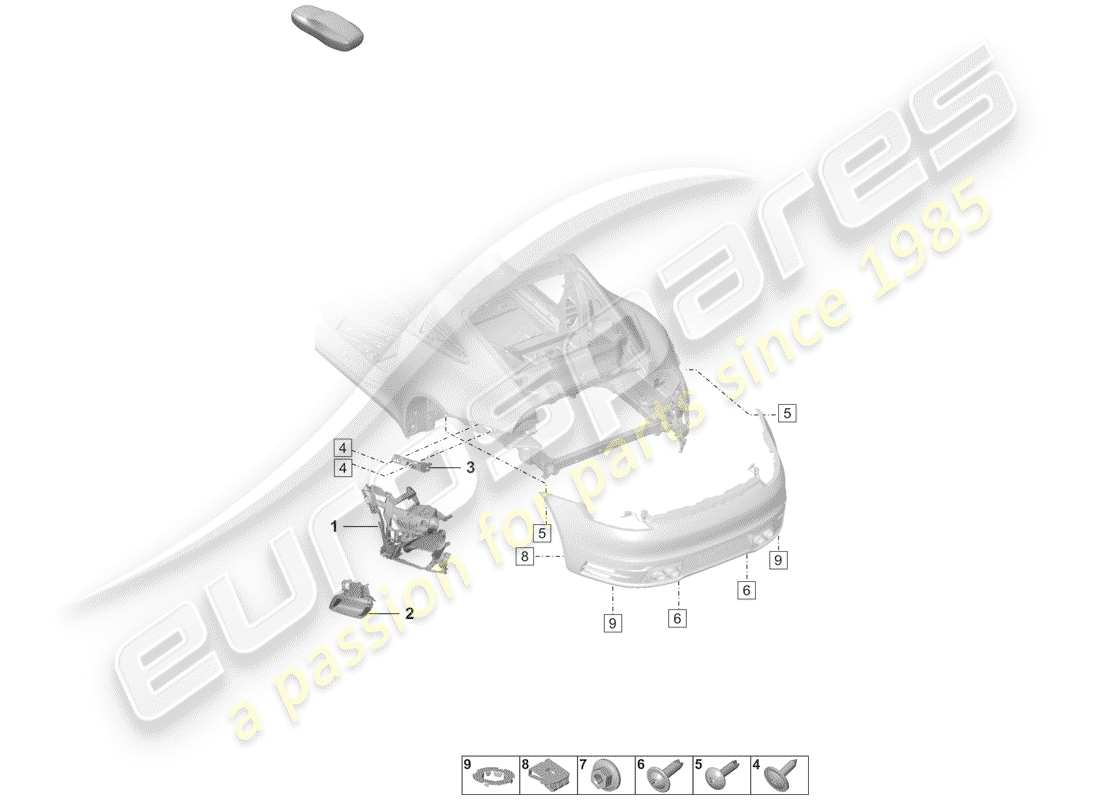 porsche 2019 (992-1) diagramma delle parti del paraurti