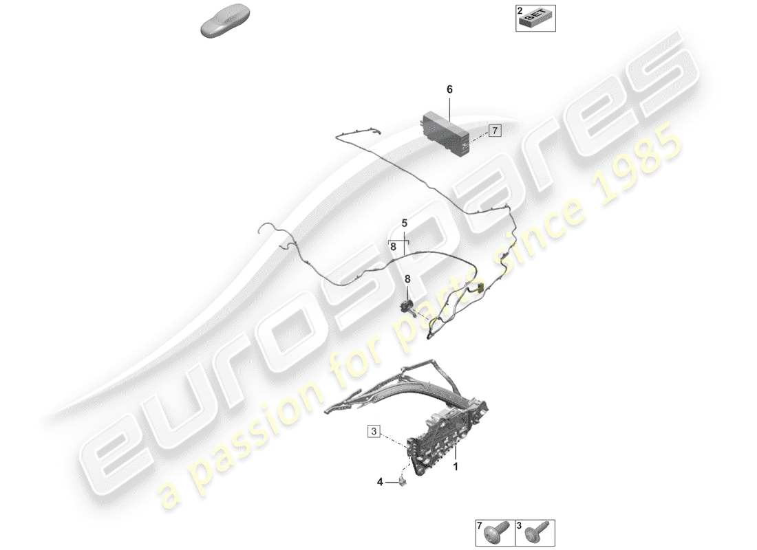 porsche 2019 (992-1) telaio superiore diagramma delle parti