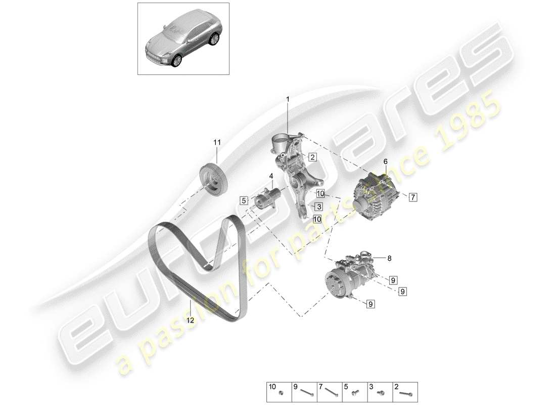 porsche 2019 (macan) cintura a costine diagramma delle parti