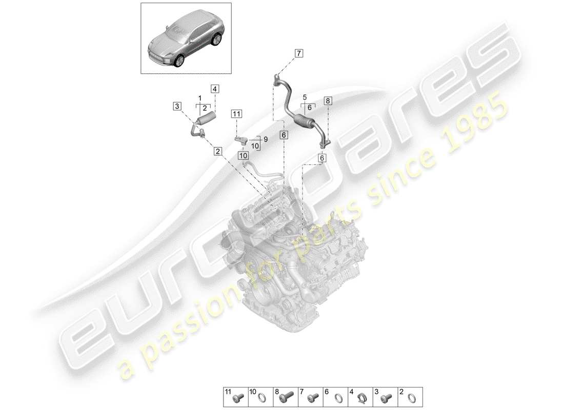 porsche 2019 (macan) raffreddamento ad acqua per schema delle parti