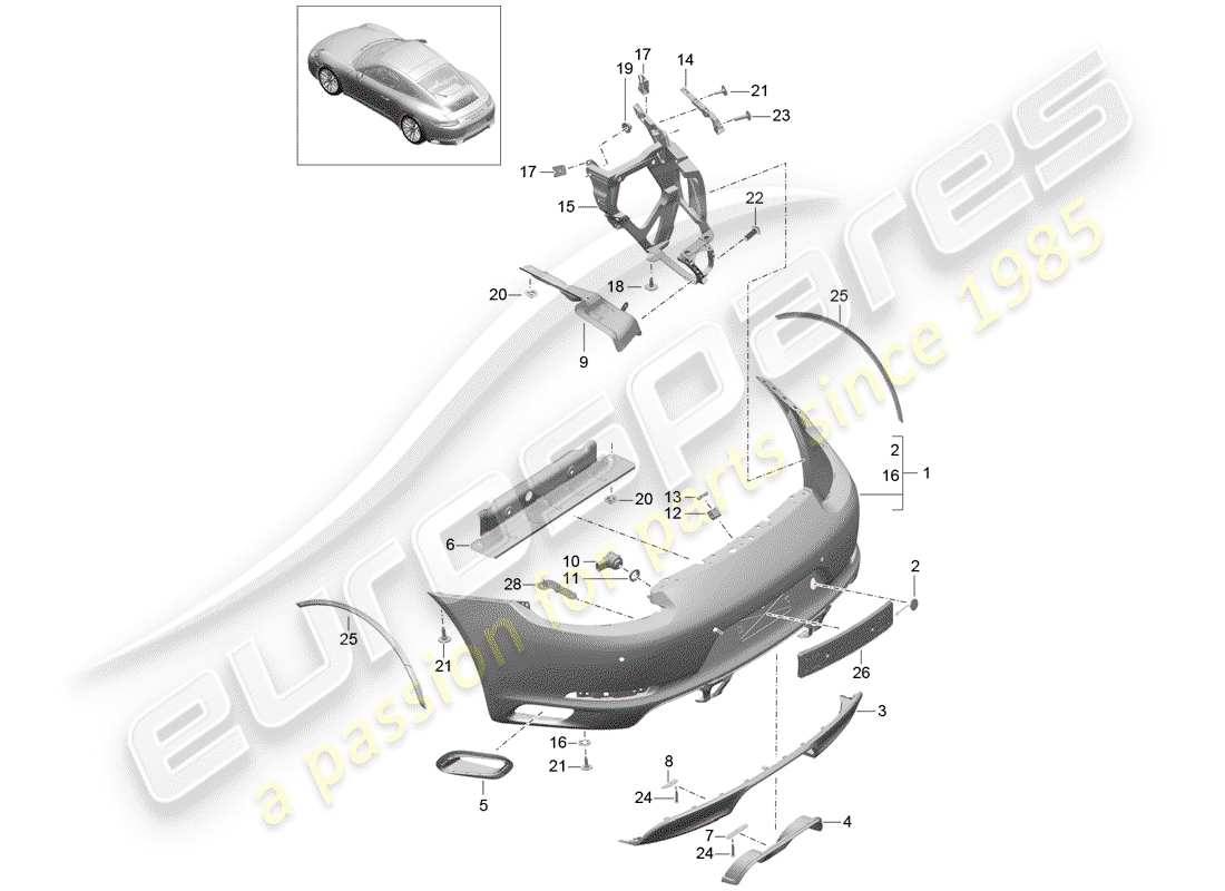 porsche 2019 (991-2) paraurti diagramma delle parti