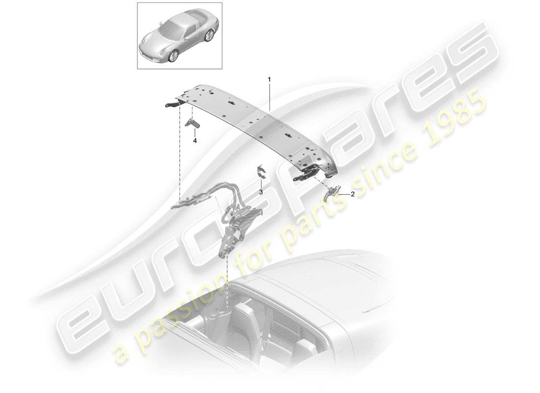 porsche 2014 (991-1) telaio superiore diagramma delle parti