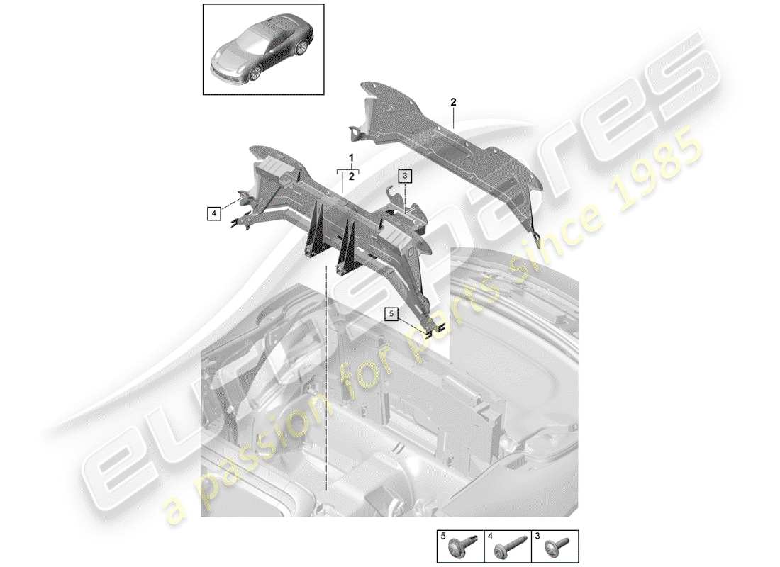 porsche 2015 (991-1 r/gt3/rs) diagramma delle parti della traversa