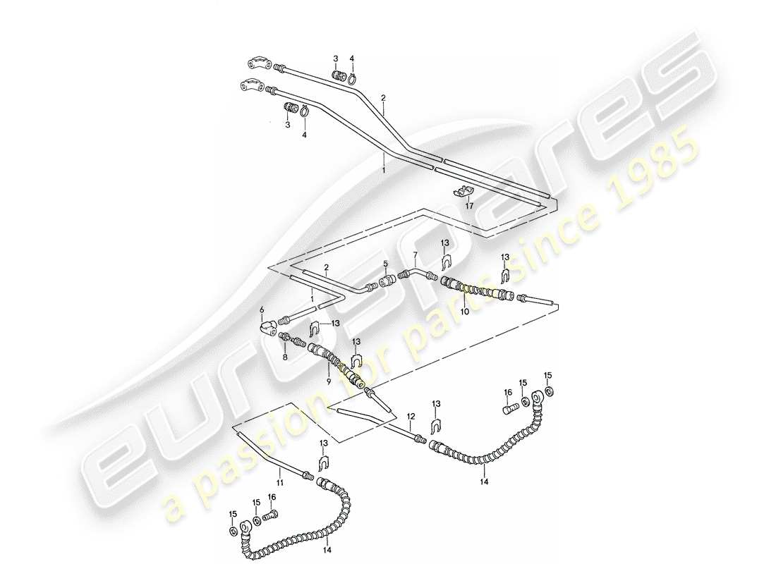 porsche 1987 (959) linee dei freni diagramma delle parti