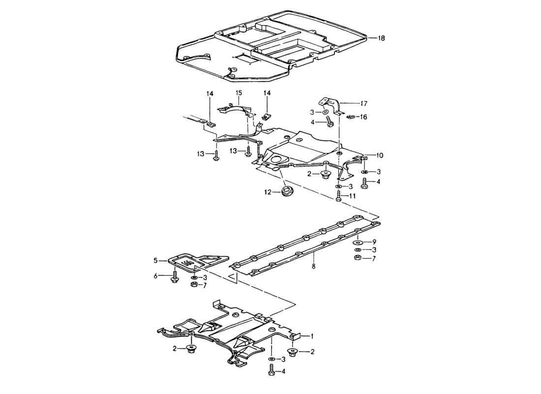 porsche 1994 (964) copertura - sottoscocca diagramma delle parti