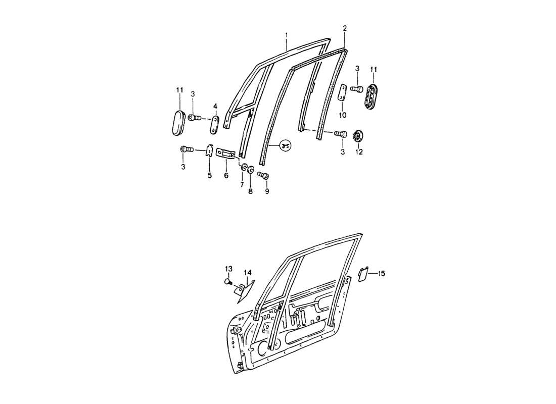 porsche 1994 (964) cornice della finestra diagramma delle parti