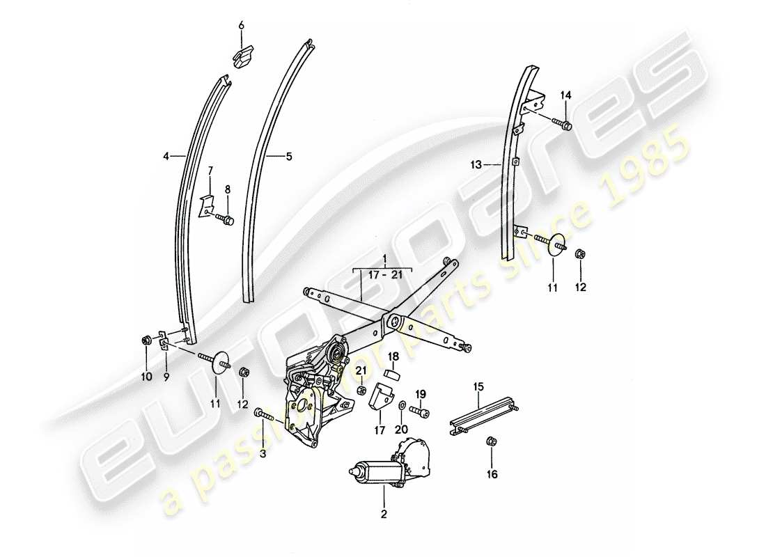 porsche 1993 (968) regolatore della finestra - canale in vetro diagramma delle parti