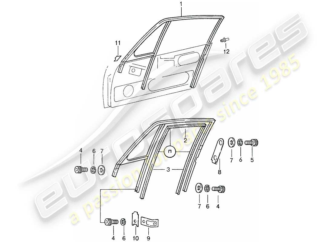 porsche 1987 (959) cornice della finestra diagramma delle parti