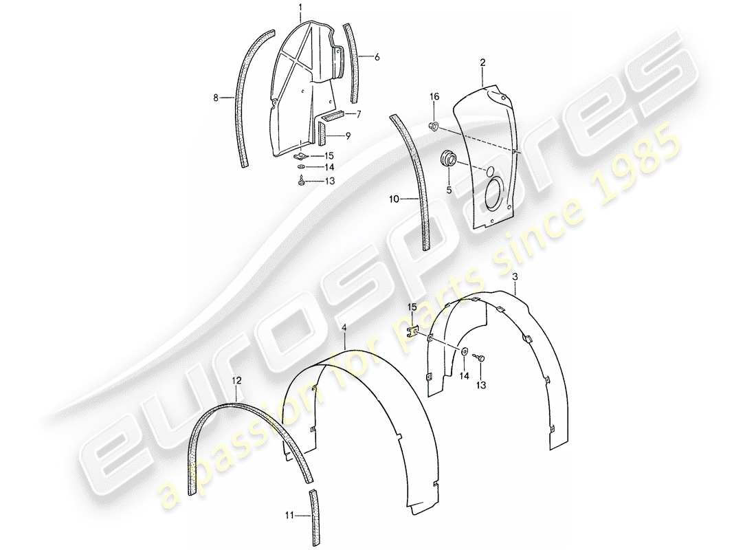 porsche 1987 (959) schema delle parti coperchio ruota