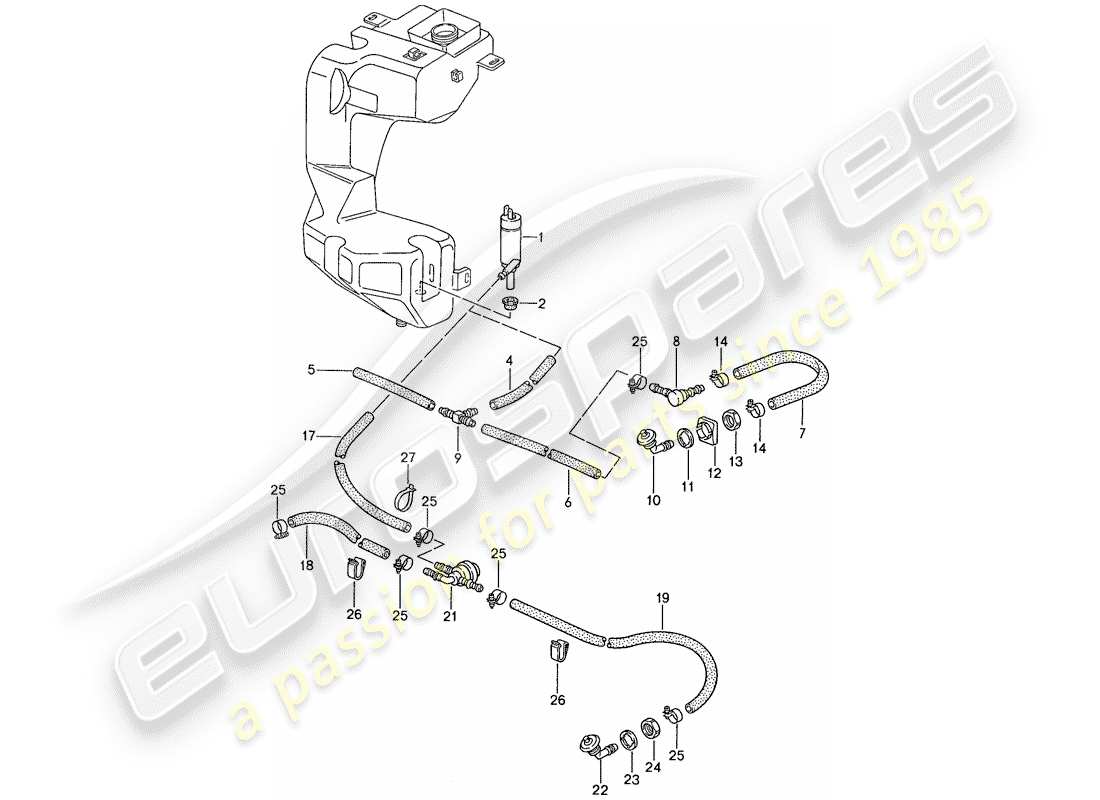 porsche 1990 (944) schema delle parti del sistema rondella