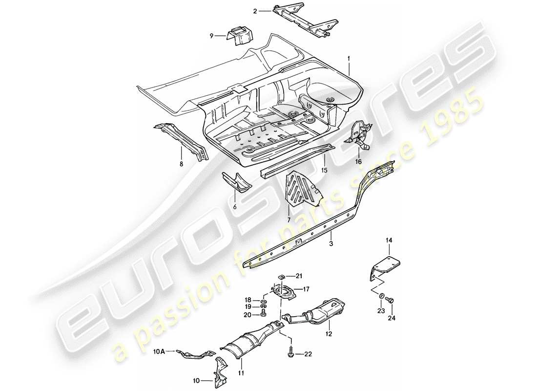 porsche 1985 (928) schema delle parti del pavimento