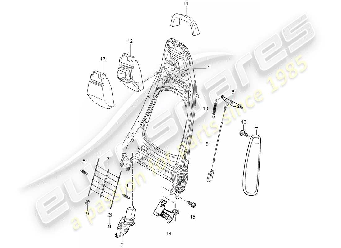 porsche 2010 (997-2 gt3) telaio schienale diagramma delle parti