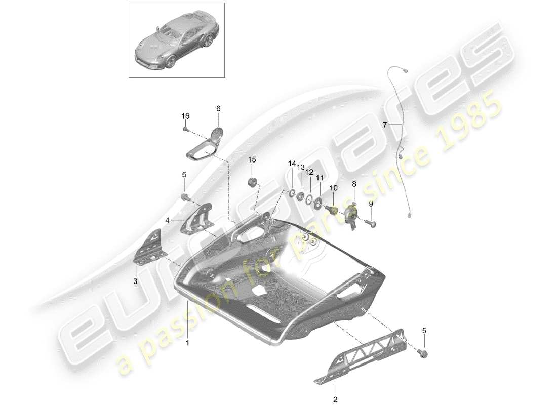 porsche 2014 (991-1 turbo) posto a sedere diagramma delle parti
