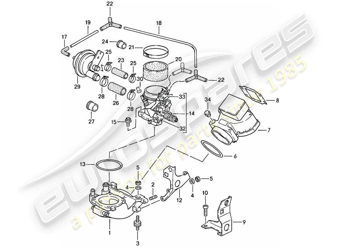 porsche 1985 (928) l-jetronic - 1 - - d >> - mj 1984 diagramma delle parti