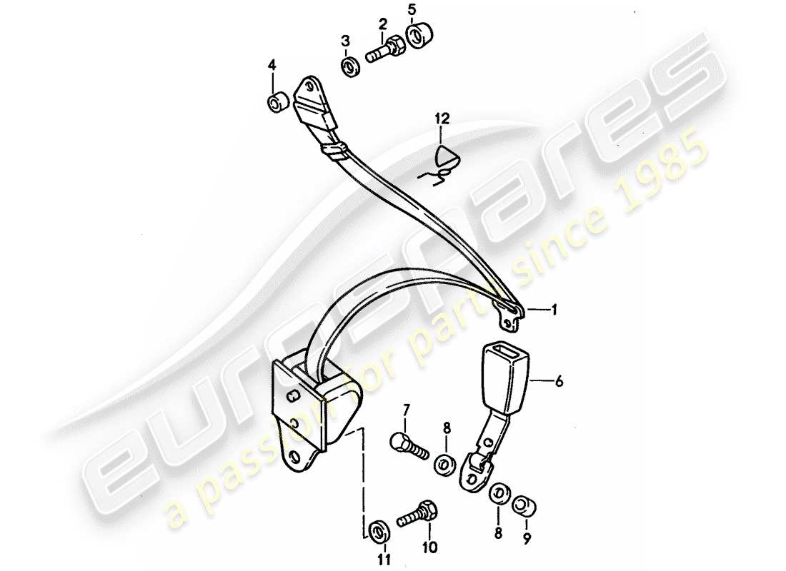 porsche 1992 (928) cintura di sicurezza diagramma delle parti