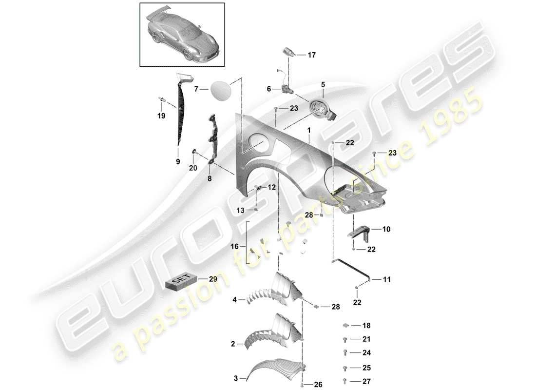 porsche 2019 (991-2 r/gt3/rs) diagramma delle parti degli elementi di fissaggio