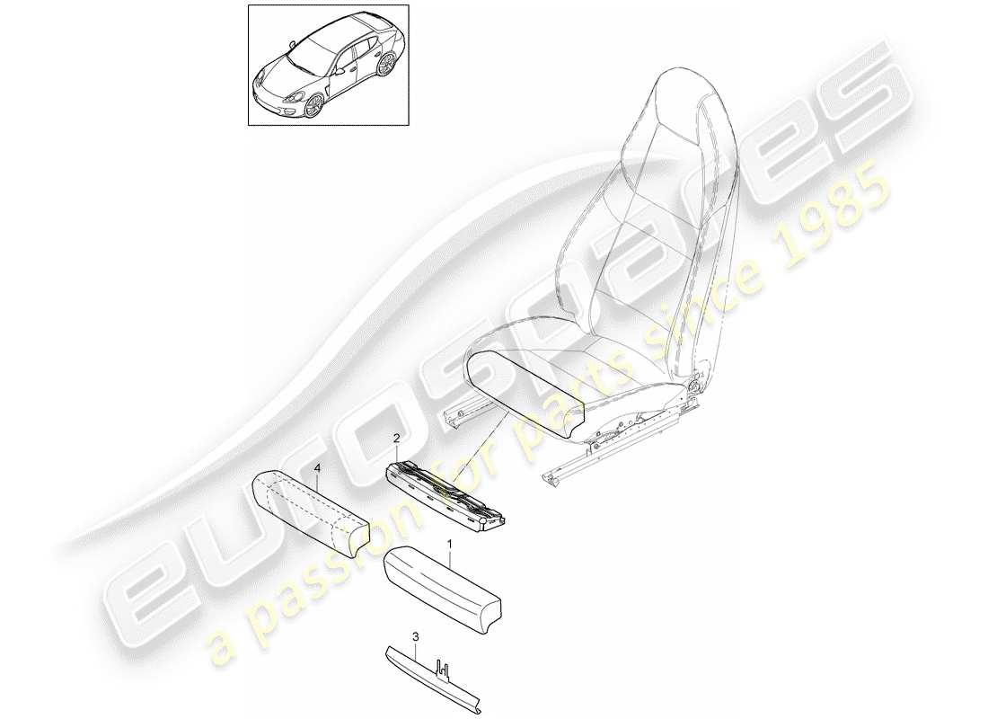 porsche 2015 (panamera 970) cuscino del sedile diagramma delle parti