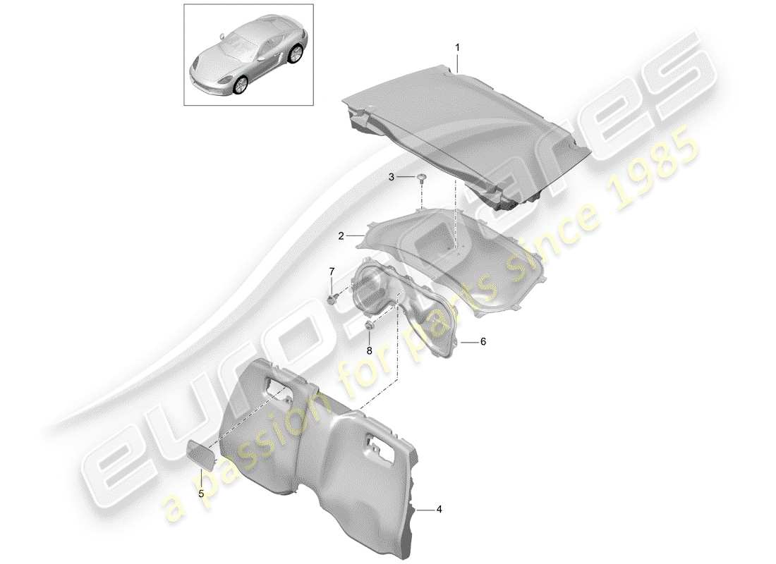 porsche 2019 (718 cayman) finiture diagramma delle parti