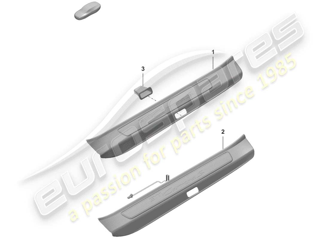 porsche 2019 (992-1) battitacco - pannello sottoporta con diagramma delle parti