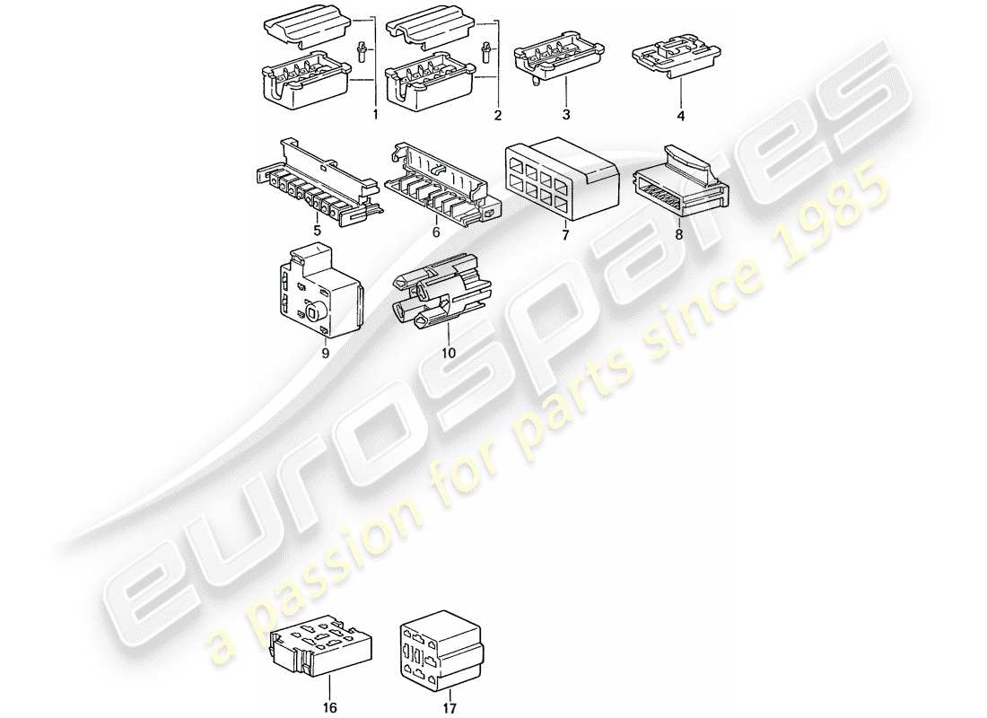 porsche 1991 (944) alloggiamento del connettore - 8-pole - 9-pole diagramma delle parti