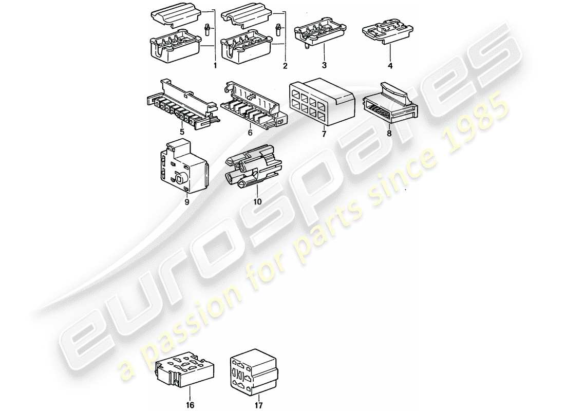 porsche 1992 (968) alloggiamento del connettore - 8-pole - 9-pole diagramma delle parti