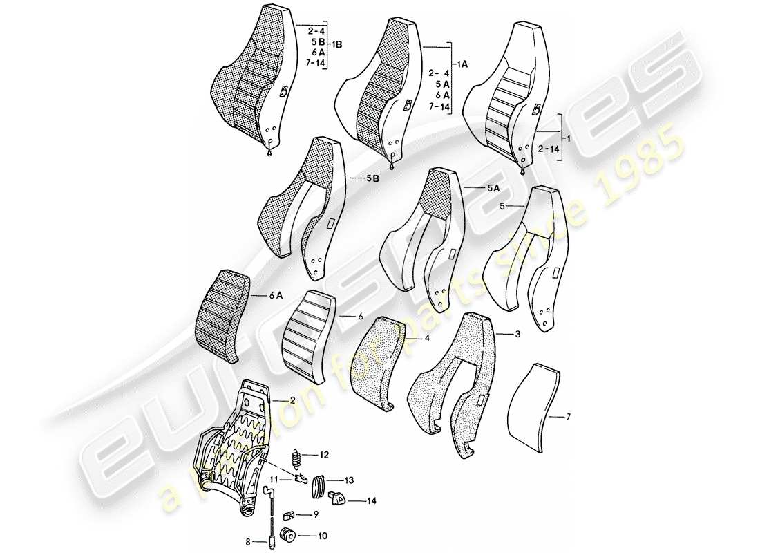 porsche 1983 (928) sedile sportivo - regolabile manualmente - schienale - parti singole - d >> - mj 1984 schema delle parti
