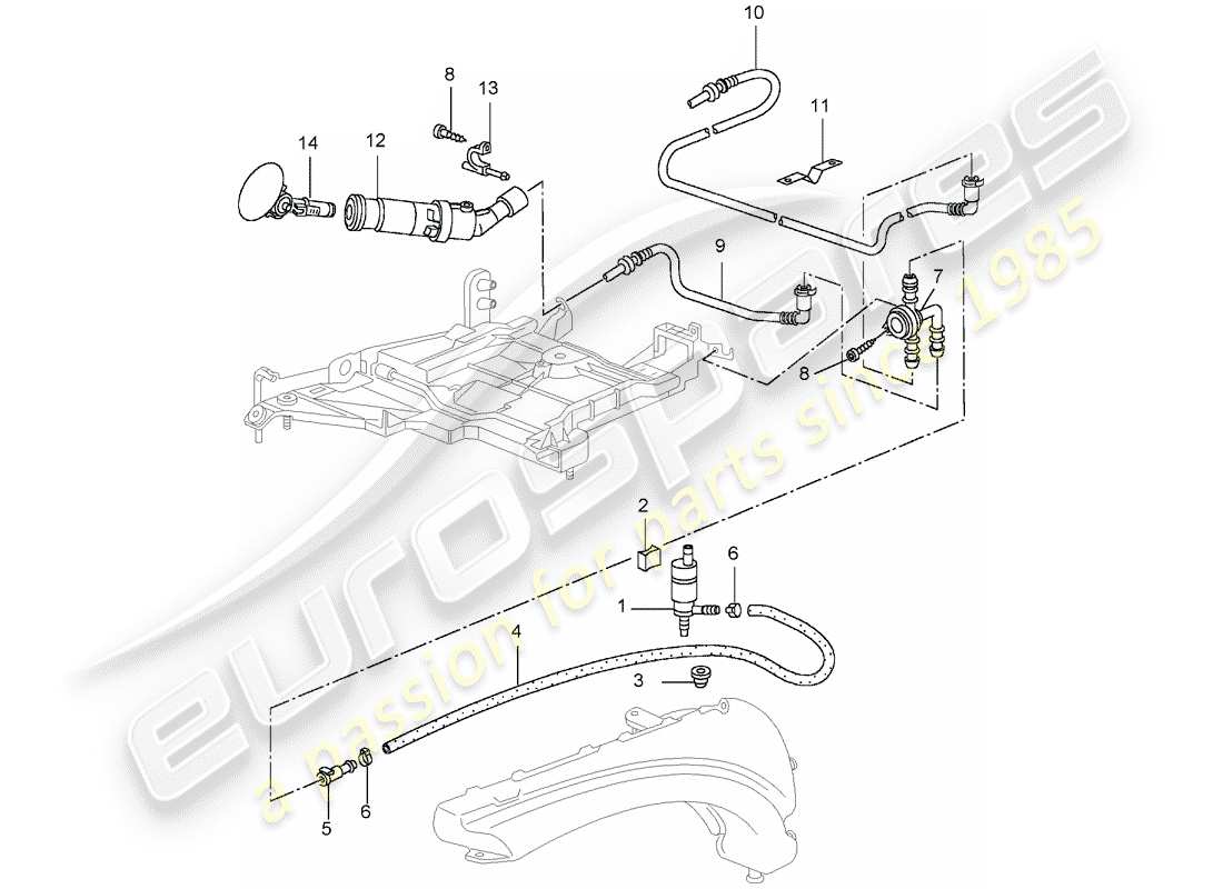 porsche 2001 (996 gt3) impianto rondella - d - mj 2004>> schema delle parti