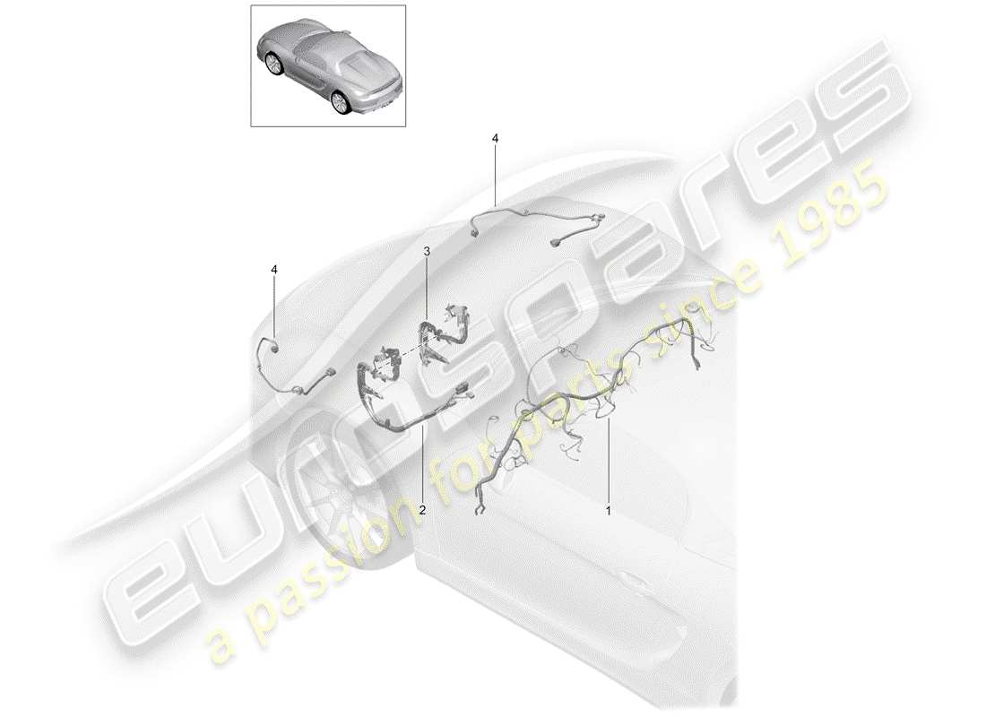 porsche 2016 (981 boxster spyder) cablaggi elettrici schema delle parti