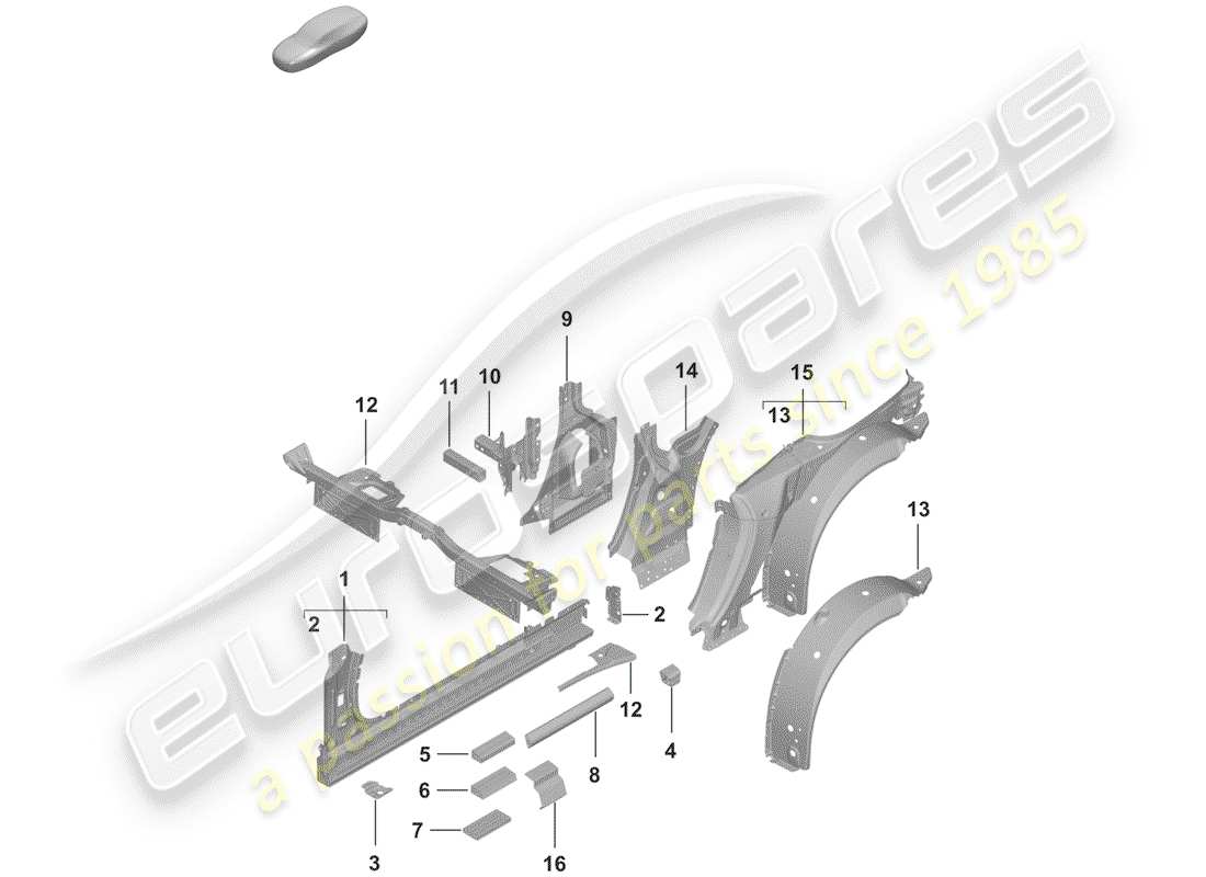 porsche 2019 (992-1) diagramma della parte sill