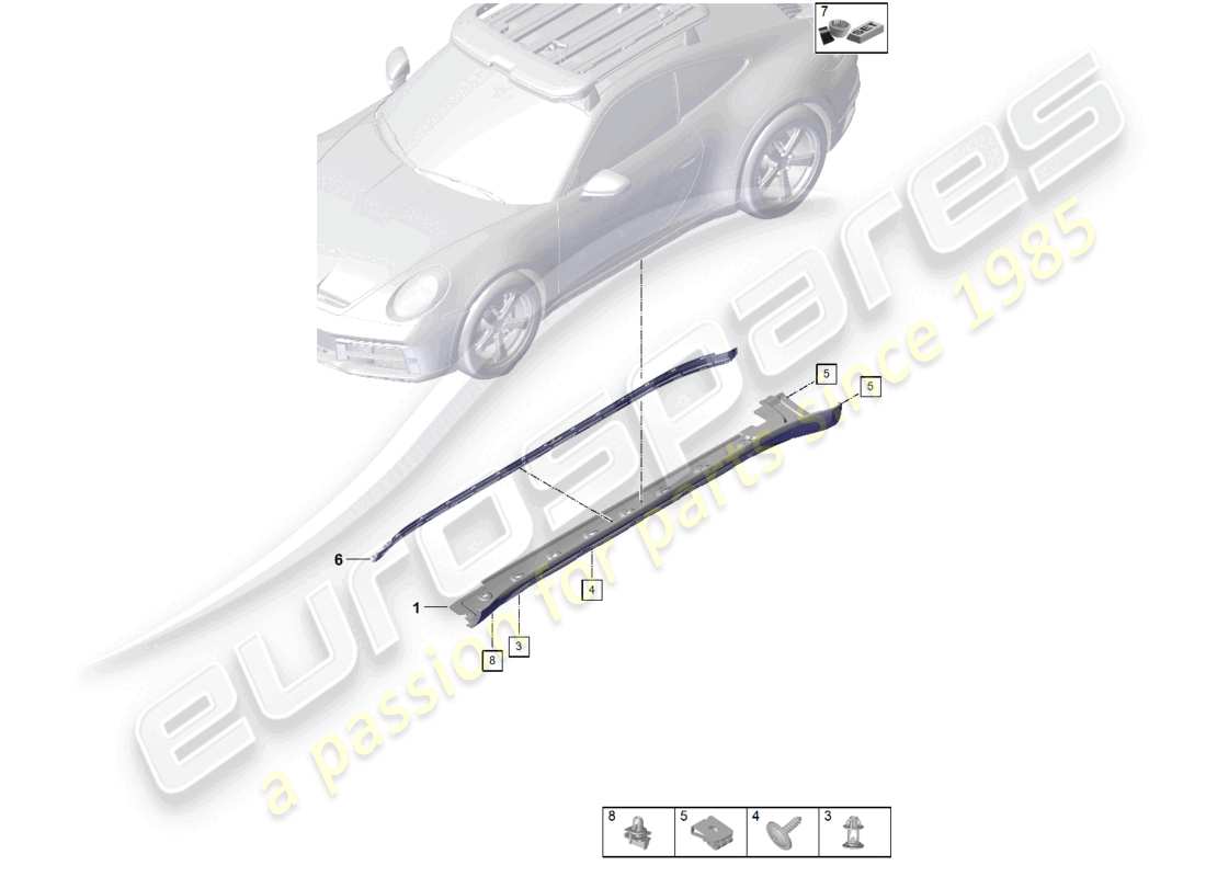porsche 2019 (992-1) rivestimento esterno del longherone diagramma delle parti