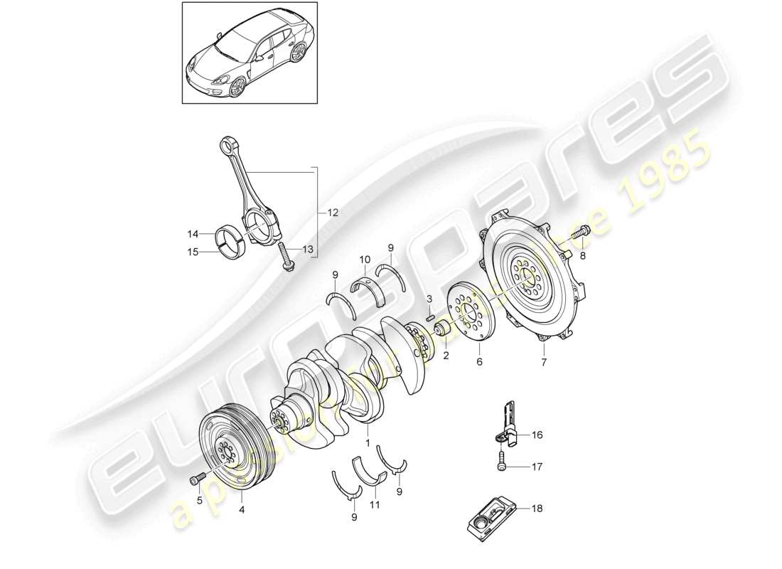 porsche 2010 (cayenne e1 9pa) biella dell'albero motore diagramma delle parti