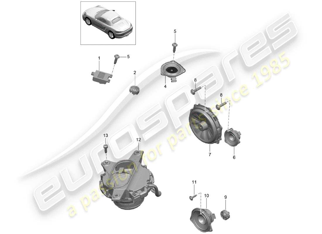 porsche 2017 (718 boxster) altoparlante diagramma delle parti