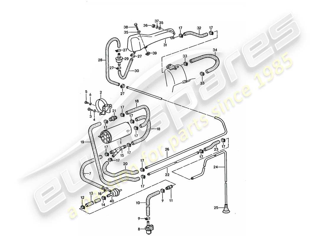 porsche 1992 (928) ventilazione del serbatoio diagramma delle parti