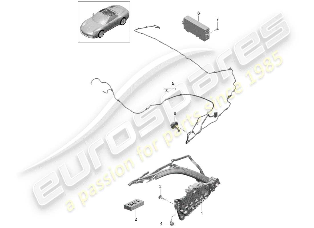 porsche 2013 (991-1) telaio superiore diagramma delle parti