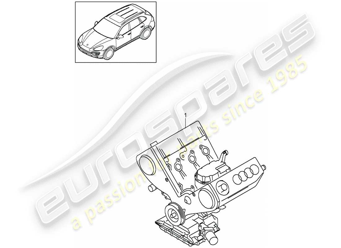 porsche 2008 (cayenne e1 9pa) blocco lungo diagramma delle parti