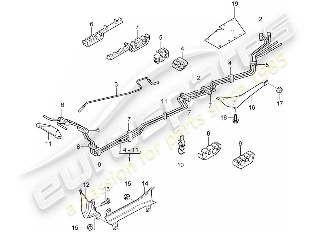 porsche 2008 (cayenne e1 9pa) sistema di alimentazione carburante diagramma delle parti