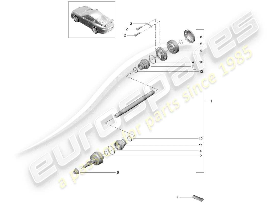 porsche 2019 (991-2 r/gt3/rs) albero di trasmissione diagramma delle parti