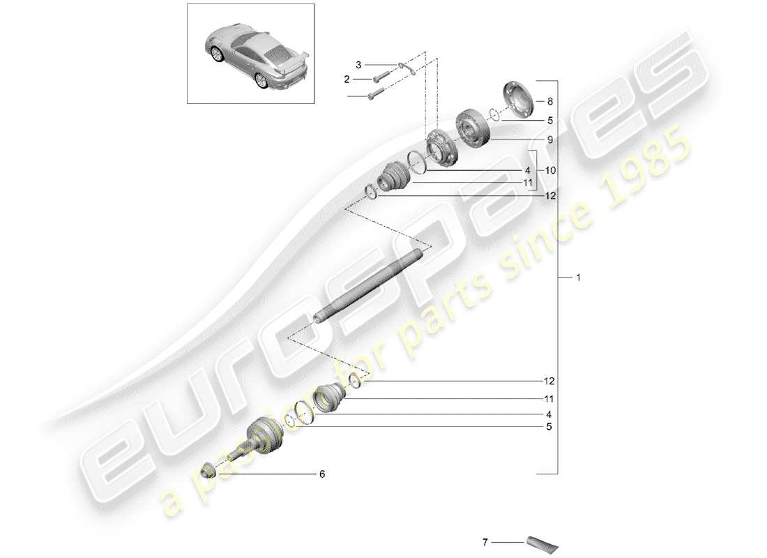 porsche 2016 (991-1 turbo) albero di trasmissione diagramma delle parti