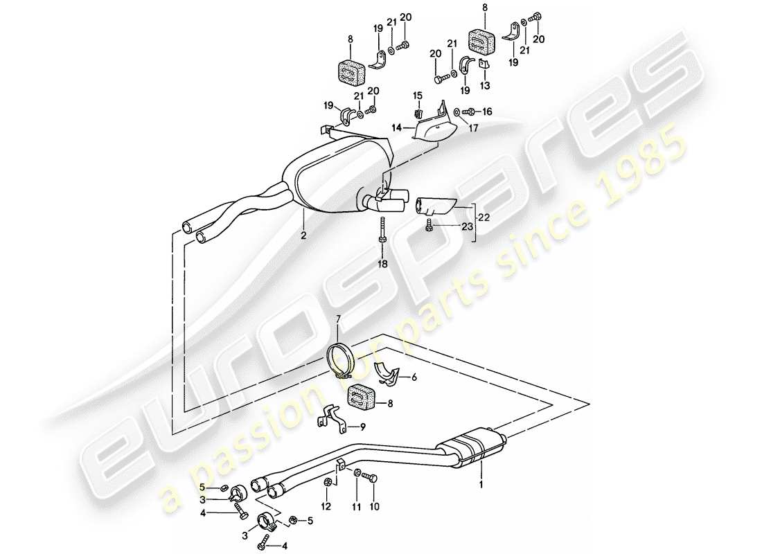 porsche 1984 (928) sistema di scarico - marmitta - scarico diagramma delle parti