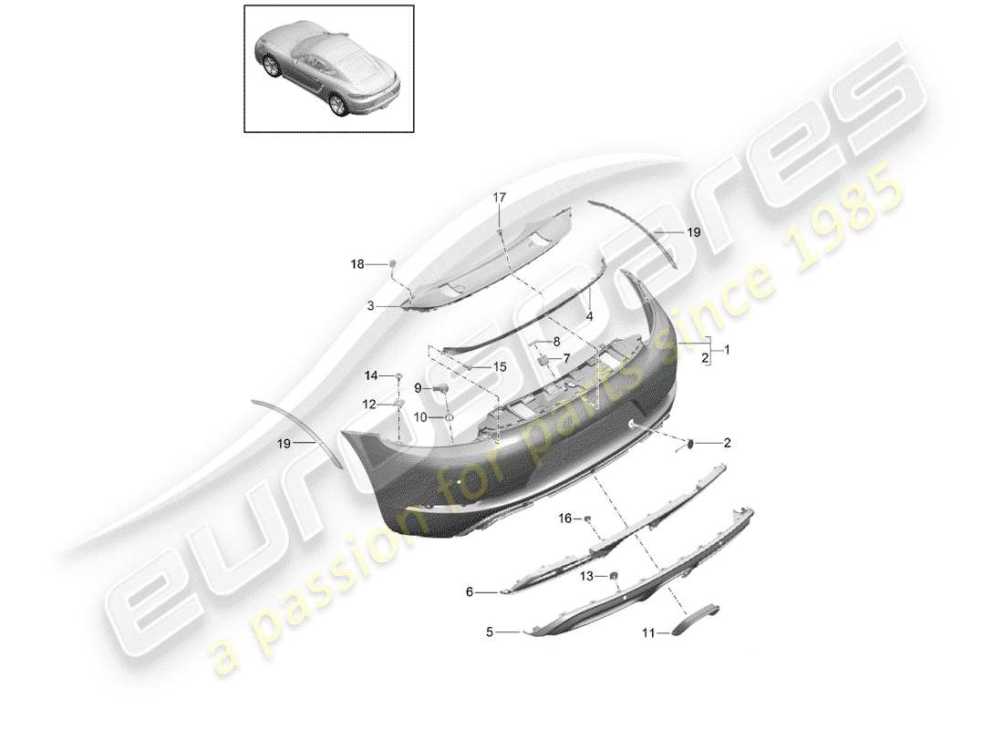 porsche 2020 (718 cayman) paraurti diagramma delle parti